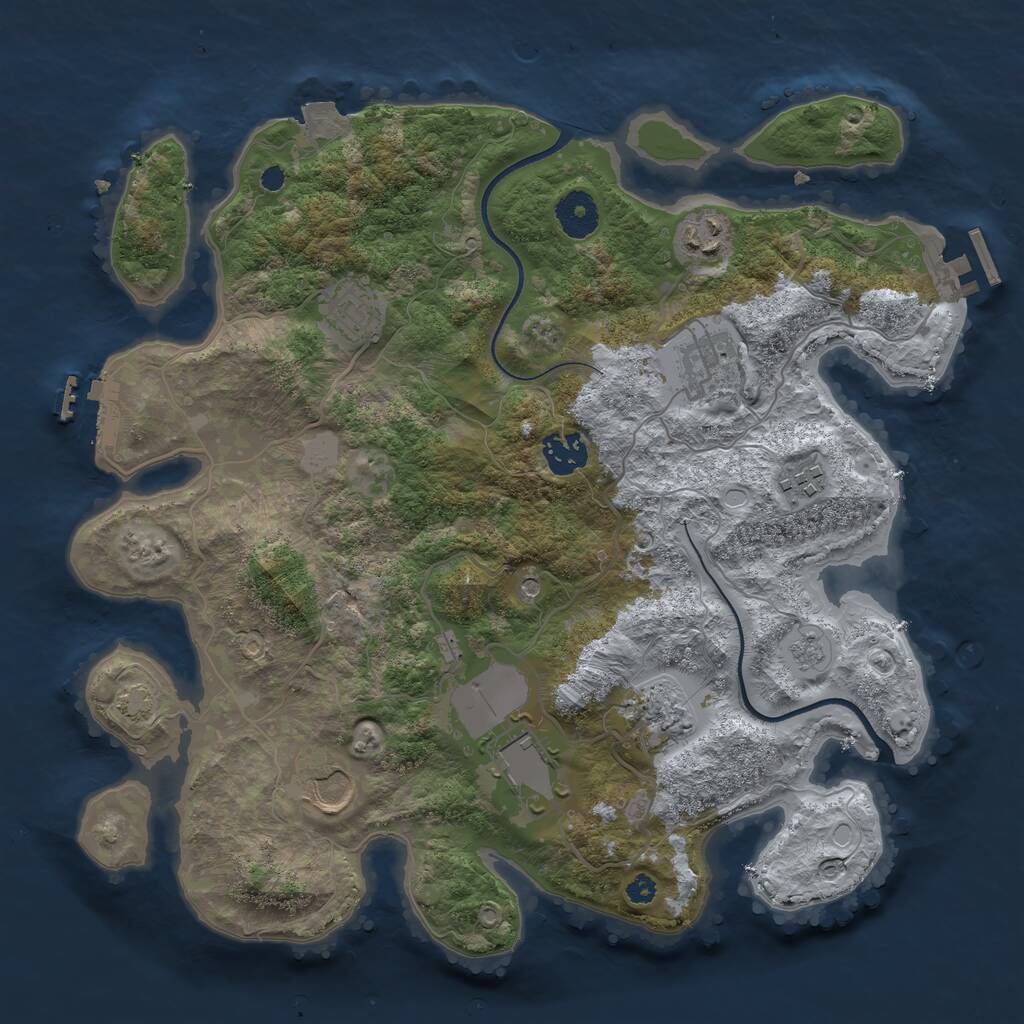 Rust Map: Procedural Map, Size: 3500, Seed: 353922353, 14 Monuments