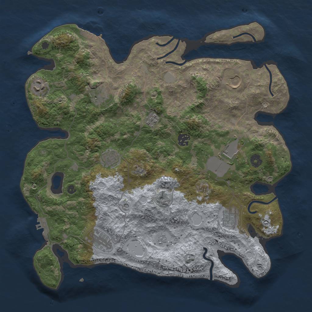 Rust Map: Procedural Map, Size: 3700, Seed: 1248938, 16 Monuments