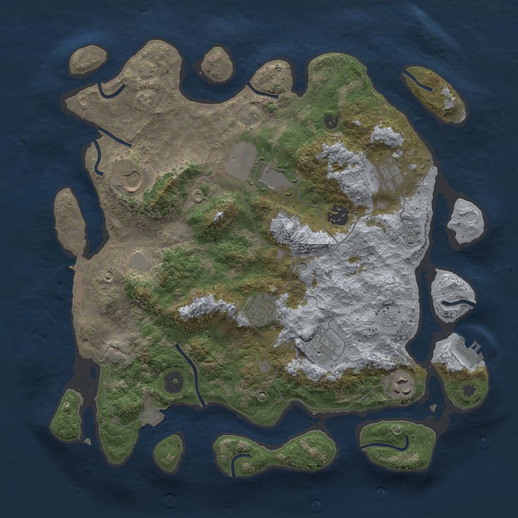 Rust Map: Procedural Map, Size: 3700, Seed: 318009, 16 Monuments