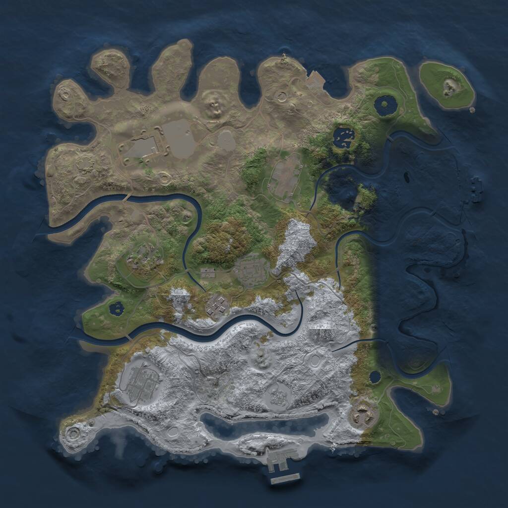 Rust Map: Procedural Map, Size: 3500, Seed: 1754137817, 14 Monuments