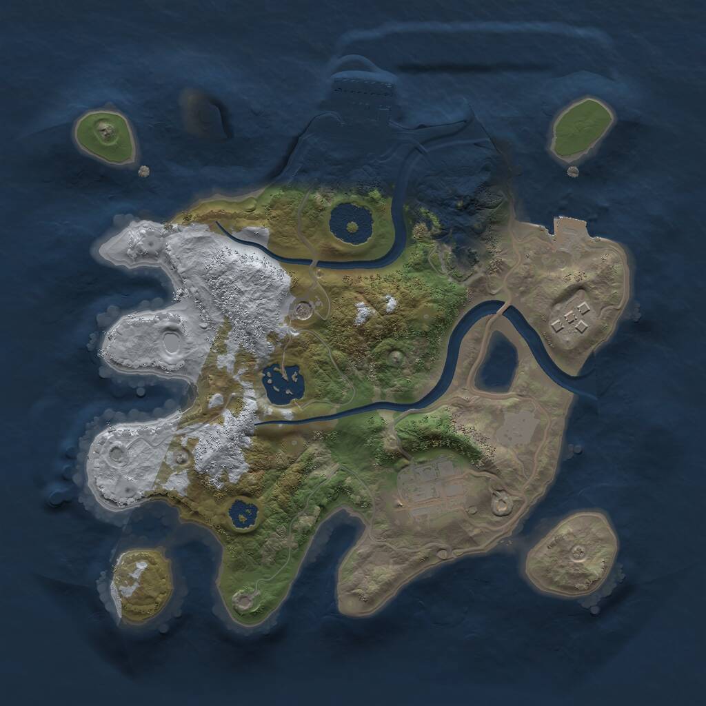 Rust Map: Procedural Map, Size: 2500, Seed: 684645, 7 Monuments