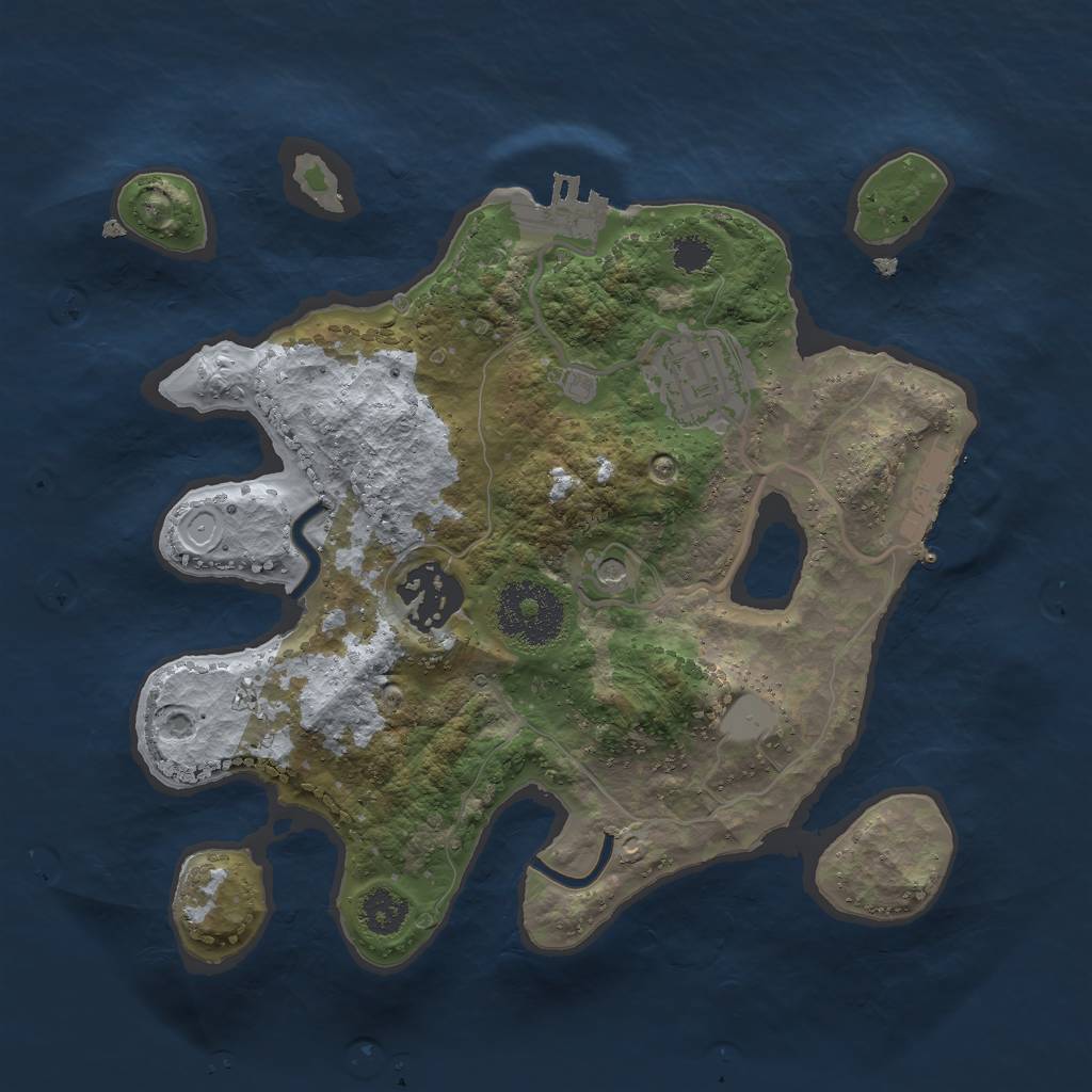 Rust Map: Procedural Map, Size: 2500, Seed: 684645, 8 Monuments