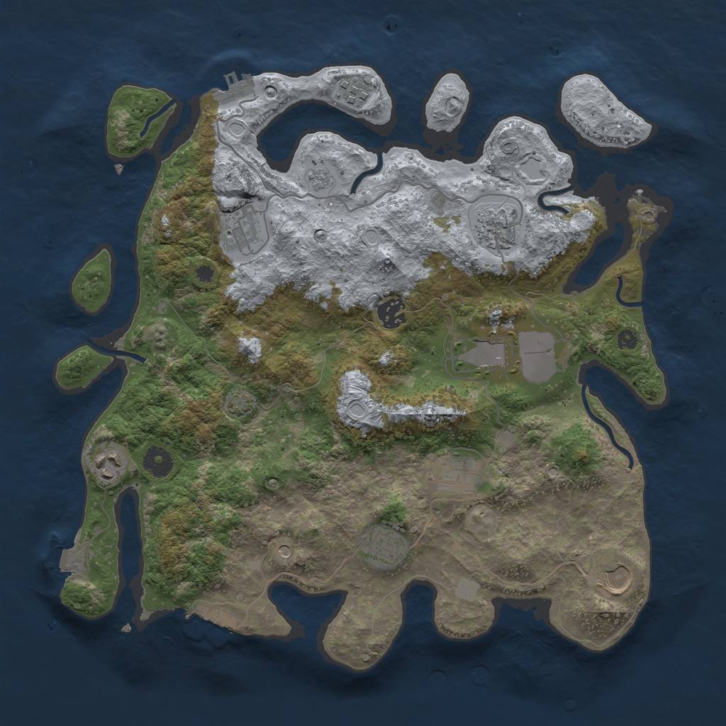 Rust Map: Procedural Map, Size: 3700, Seed: 5165258, 17 Monuments