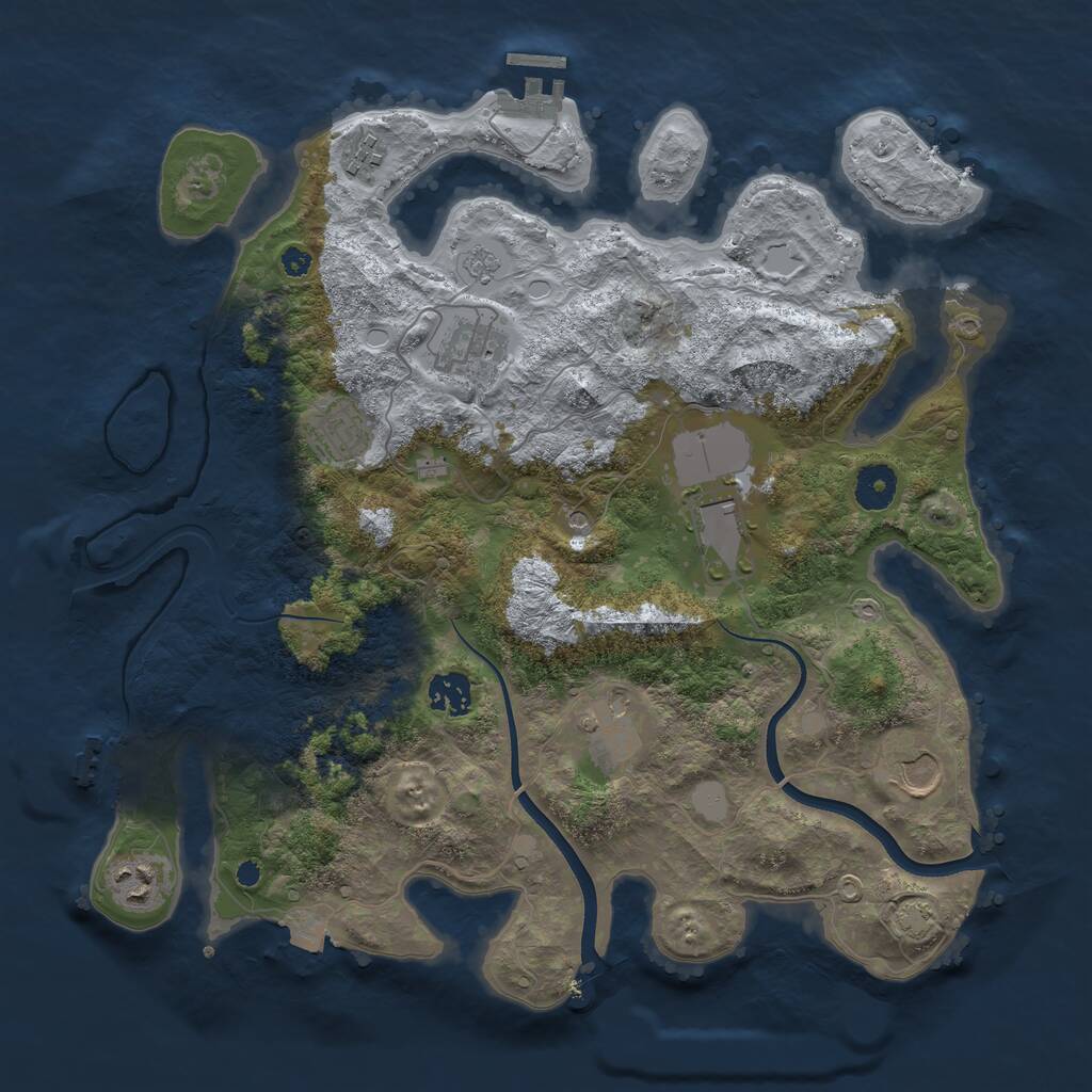 Rust Map: Procedural Map, Size: 3700, Seed: 5165258, 14 Monuments