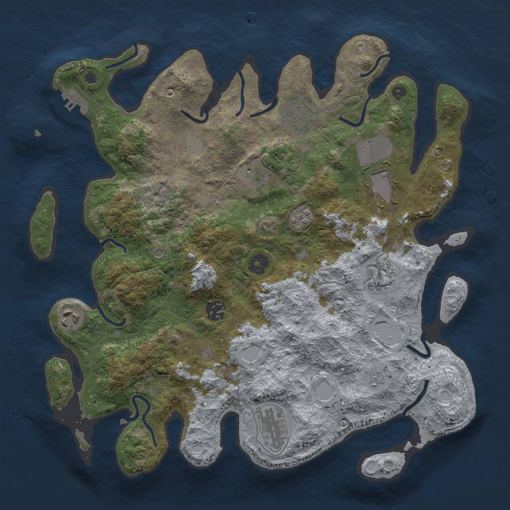 Rust Map: Procedural Map, Size: 3700, Seed: 3315003, 14 Monuments