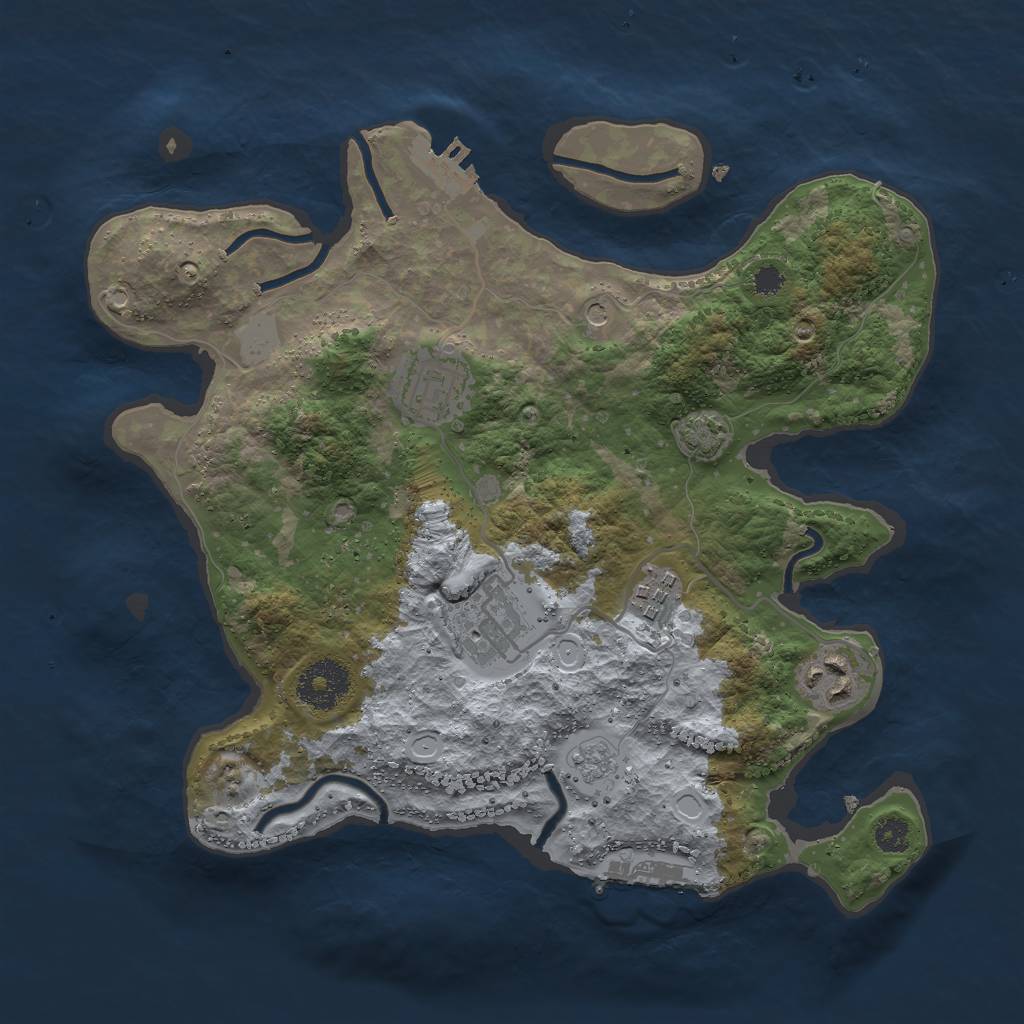 Rust Map: Procedural Map, Size: 3000, Seed: 59757, 12 Monuments