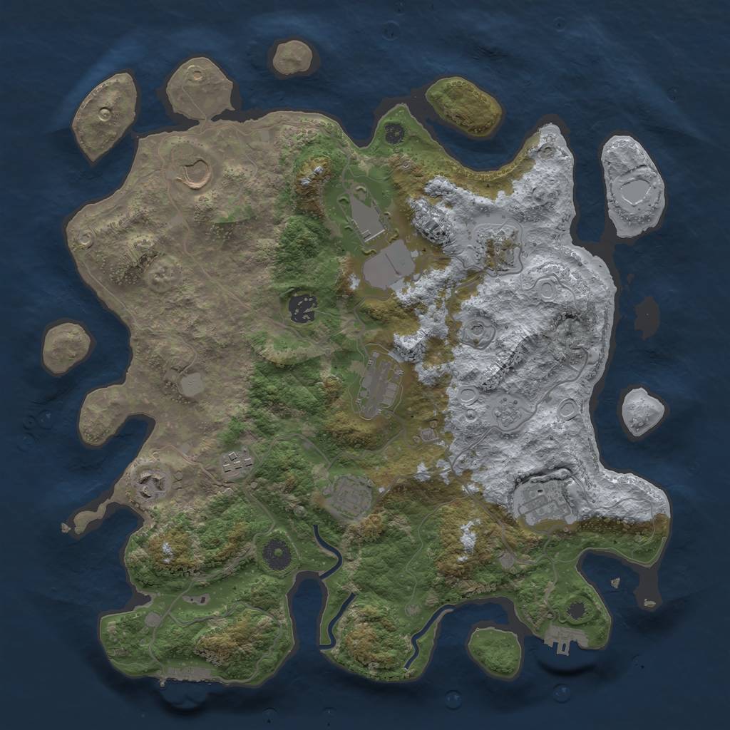 Rust Map: Procedural Map, Size: 3700, Seed: 5738330, 16 Monuments