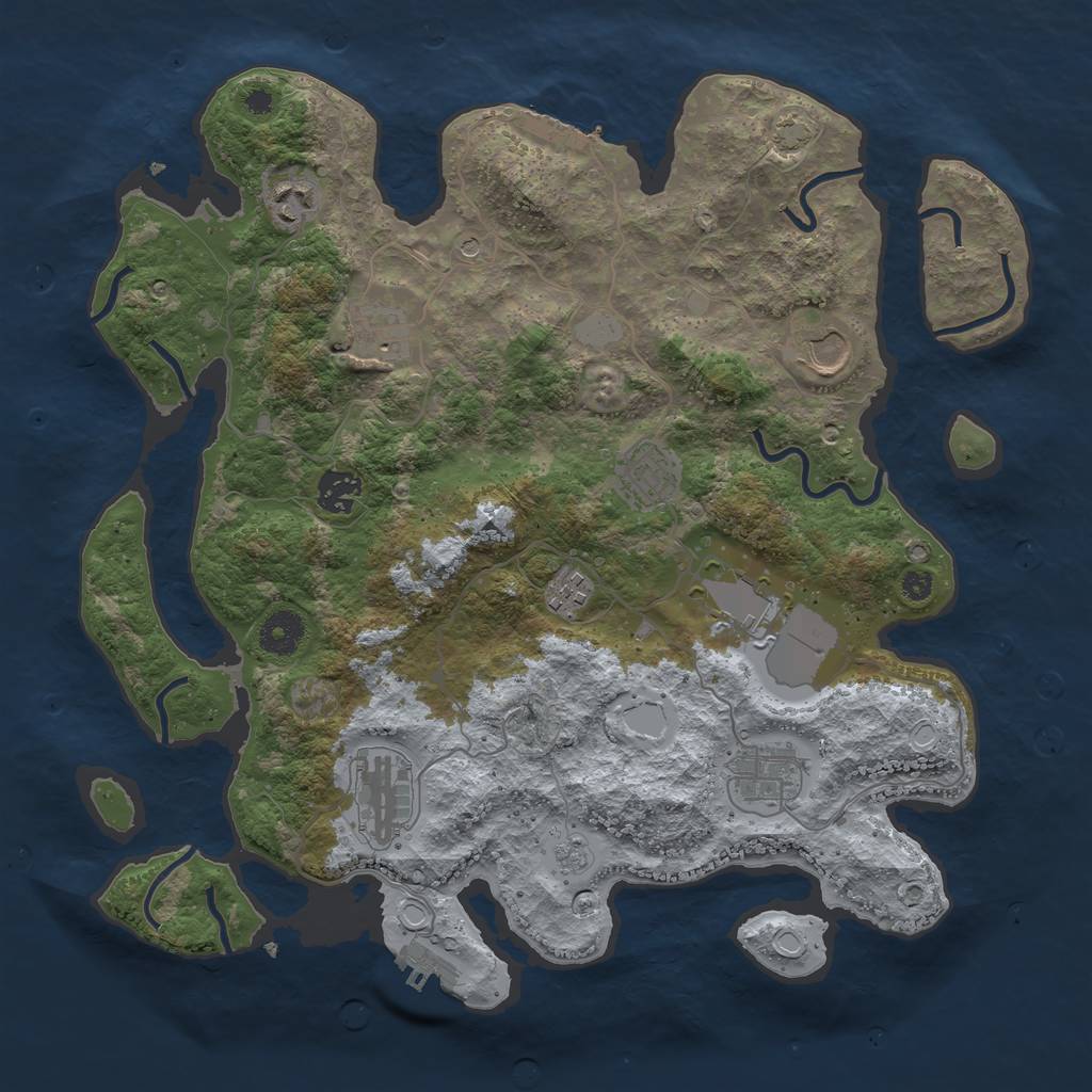 Rust Map: Procedural Map, Size: 3700, Seed: 4736318, 17 Monuments