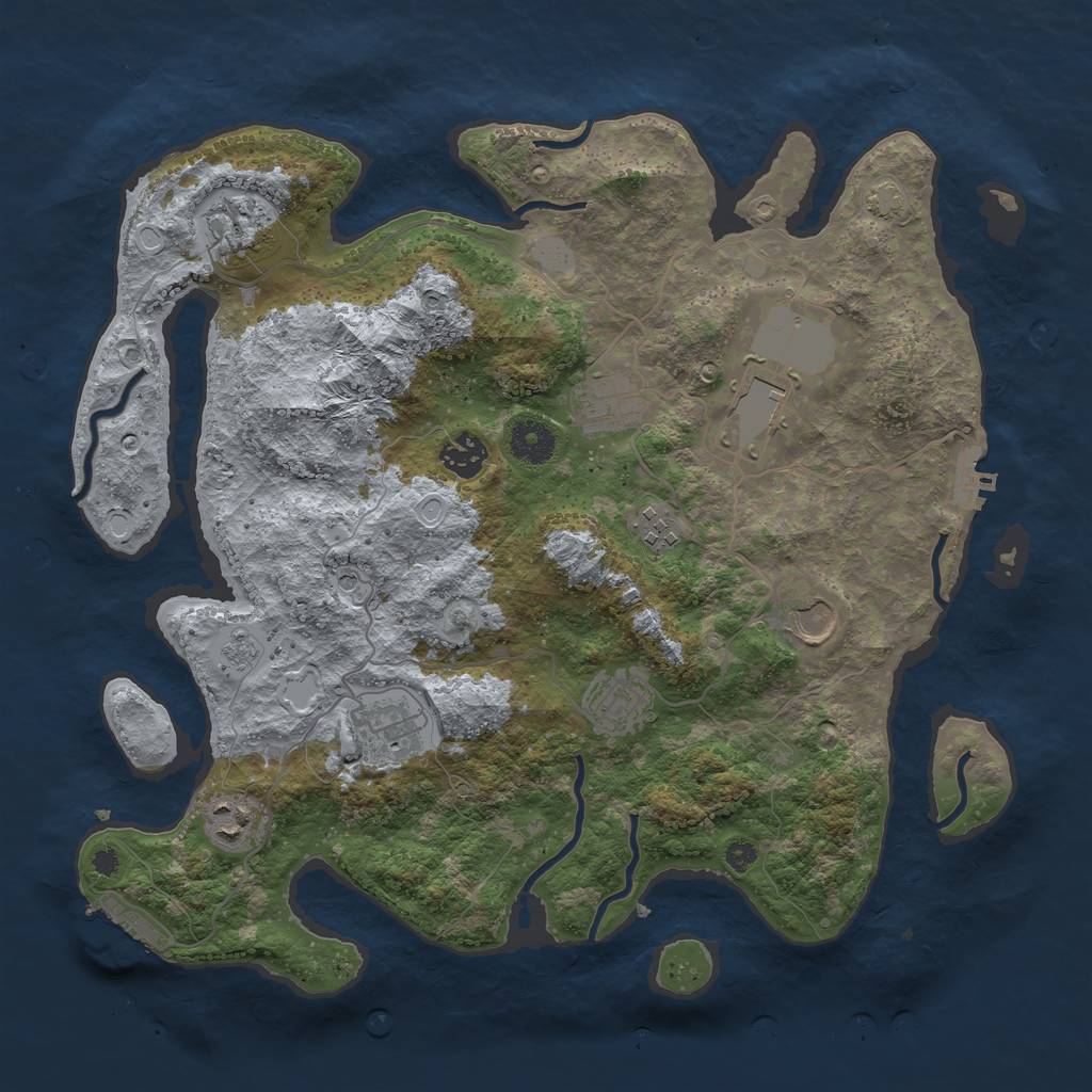 Rust Map: Procedural Map, Size: 3700, Seed: 2590031, 17 Monuments