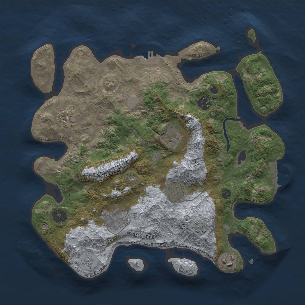 Rust Map: Procedural Map, Size: 3300, Seed: 123335, 14 Monuments