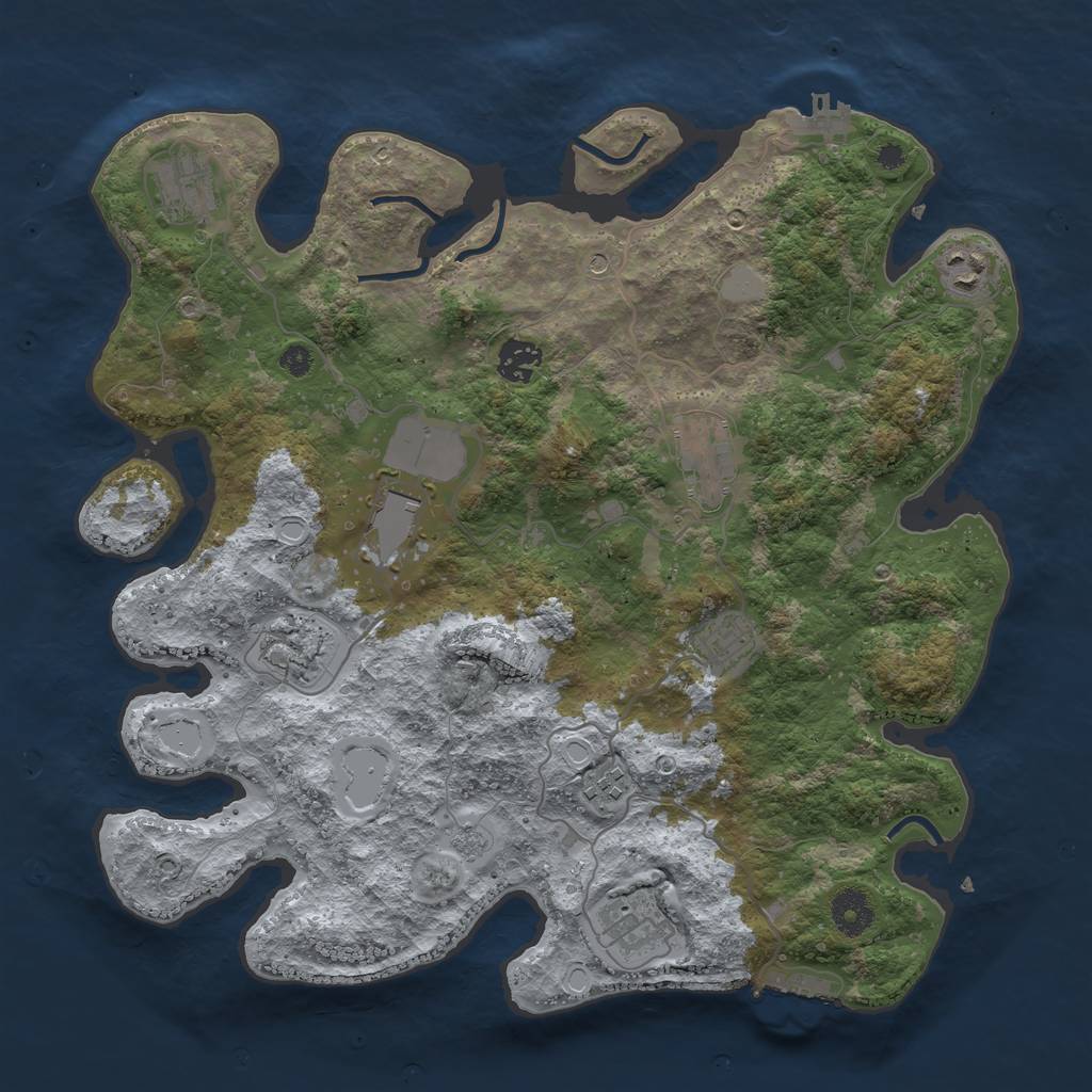 Rust Map: Procedural Map, Size: 3700, Seed: 4341220, 16 Monuments