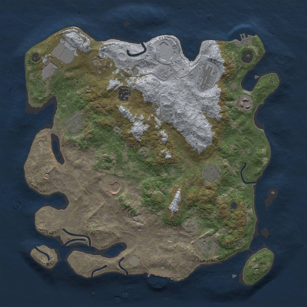 Rust Map: Procedural Map, Size: 3700, Seed: 2537919, 17 Monuments