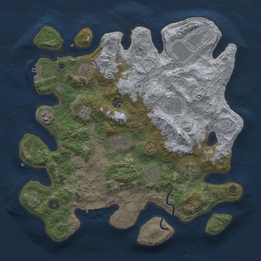 Rust Map: Procedural Map, Size: 3700, Seed: 1433110, 17 Monuments