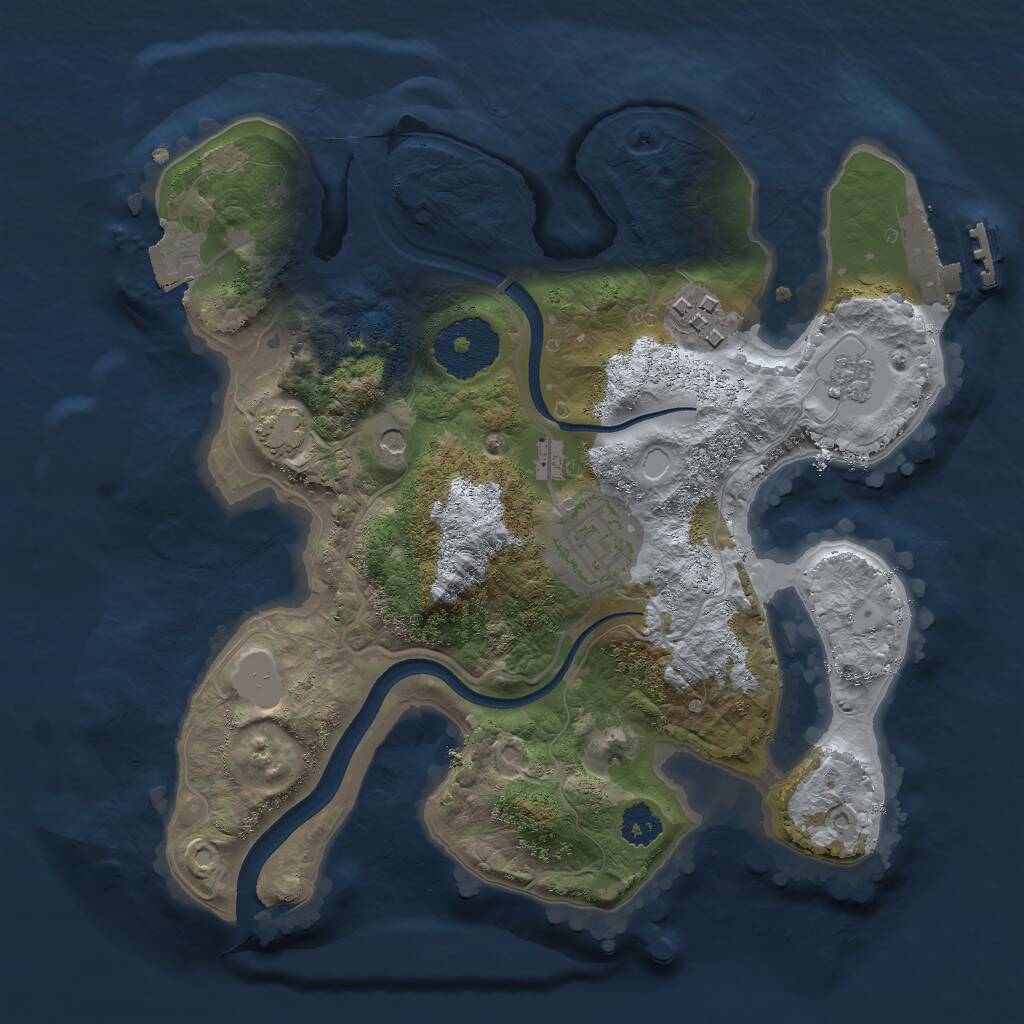 Rust Map: Procedural Map, Size: 2500, Seed: 54547, 7 Monuments