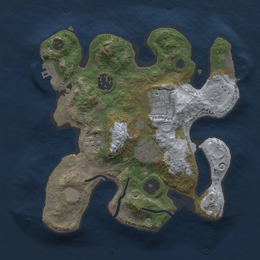 Rust Map: Procedural Map, Size: 2500, Seed: 54547, 10 Monuments