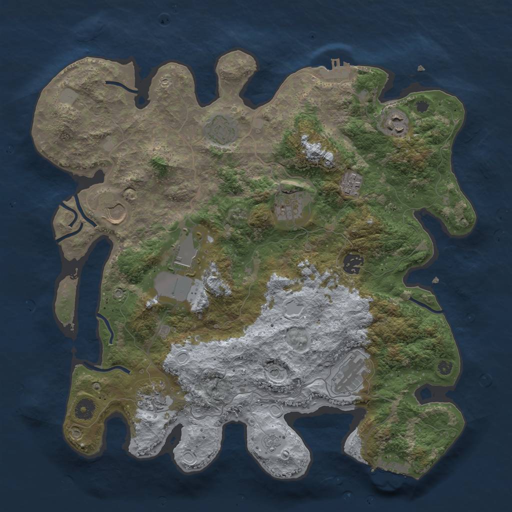 Rust Map: Procedural Map, Size: 3700, Seed: 2894413, 16 Monuments