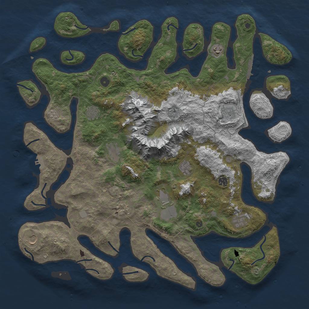 Rust Map: Procedural Map, Size: 5000, Seed: 20487020, 19 Monuments
