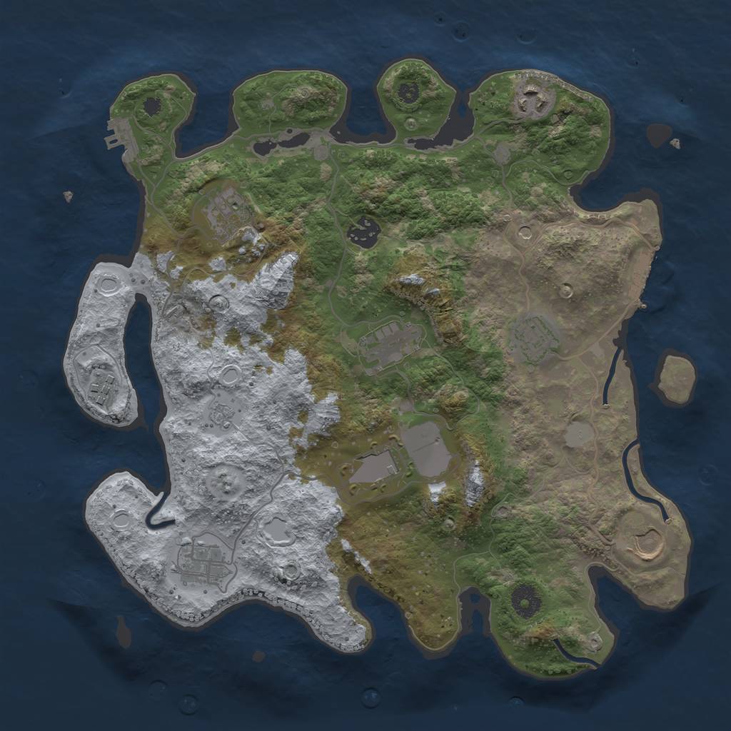 Rust Map: Procedural Map, Size: 3500, Seed: 98504724, 16 Monuments