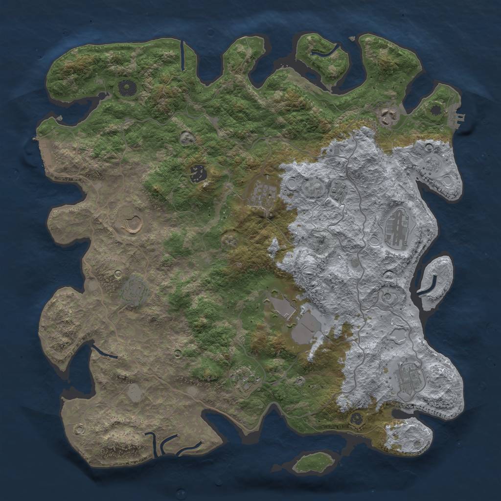 Rust Map: Procedural Map, Size: 4200, Seed: 1020992572, 17 Monuments