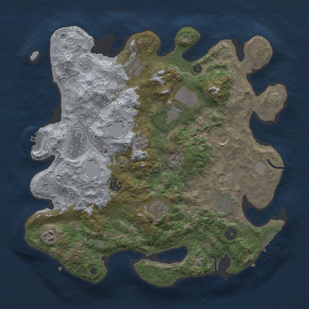 Rust Map: Procedural Map, Size: 3700, Seed: 5152406, 17 Monuments