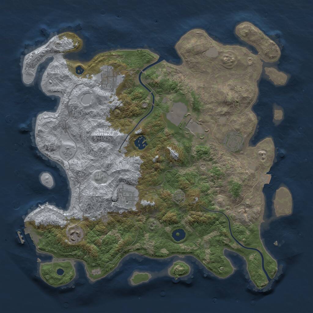 Rust Map: Procedural Map, Size: 3700, Seed: 5249497, 11 Monuments