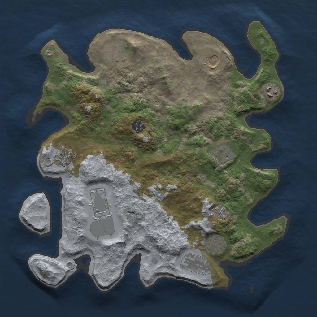 Rust Map: Barren, Size: 3500, Seed: 2121212, 13 Monuments