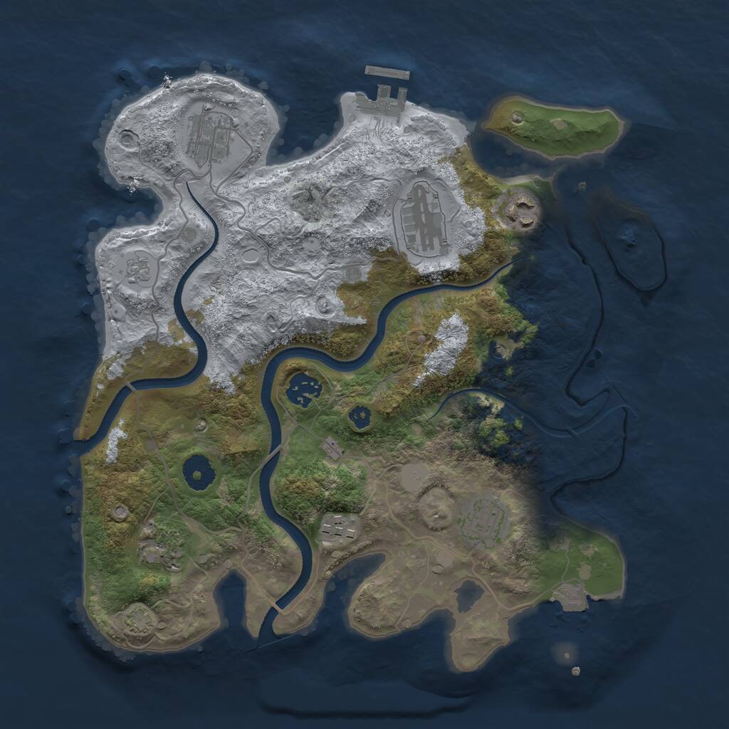 Rust Map: Procedural Map, Size: 3300, Seed: 420420, 12 Monuments