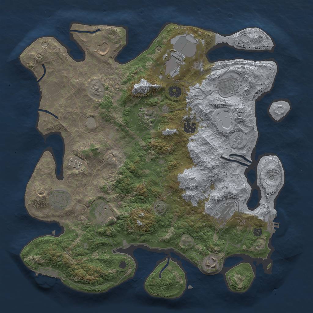 Rust Map: Procedural Map, Size: 3700, Seed: 3313199, 18 Monuments