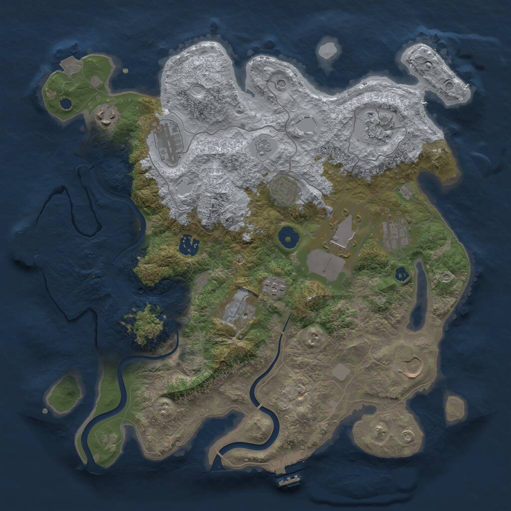 Rust Map: Procedural Map, Size: 3700, Seed: 1665300, 16 Monuments