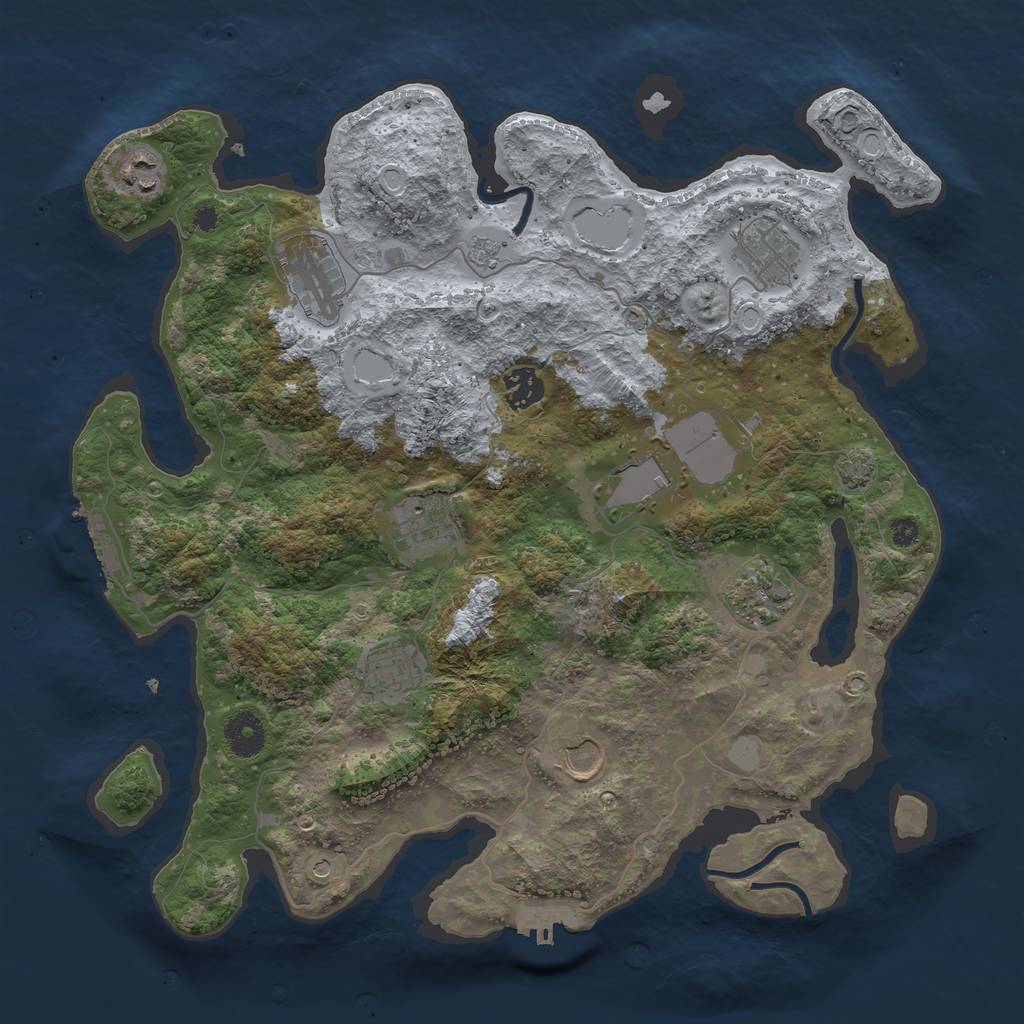 Rust Map: Procedural Map, Size: 3700, Seed: 1665300, 17 Monuments