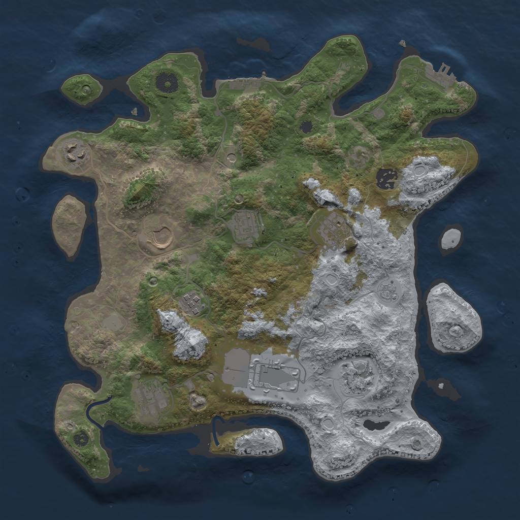 Rust Map: Procedural Map, Size: 3550, Seed: 902408, 16 Monuments