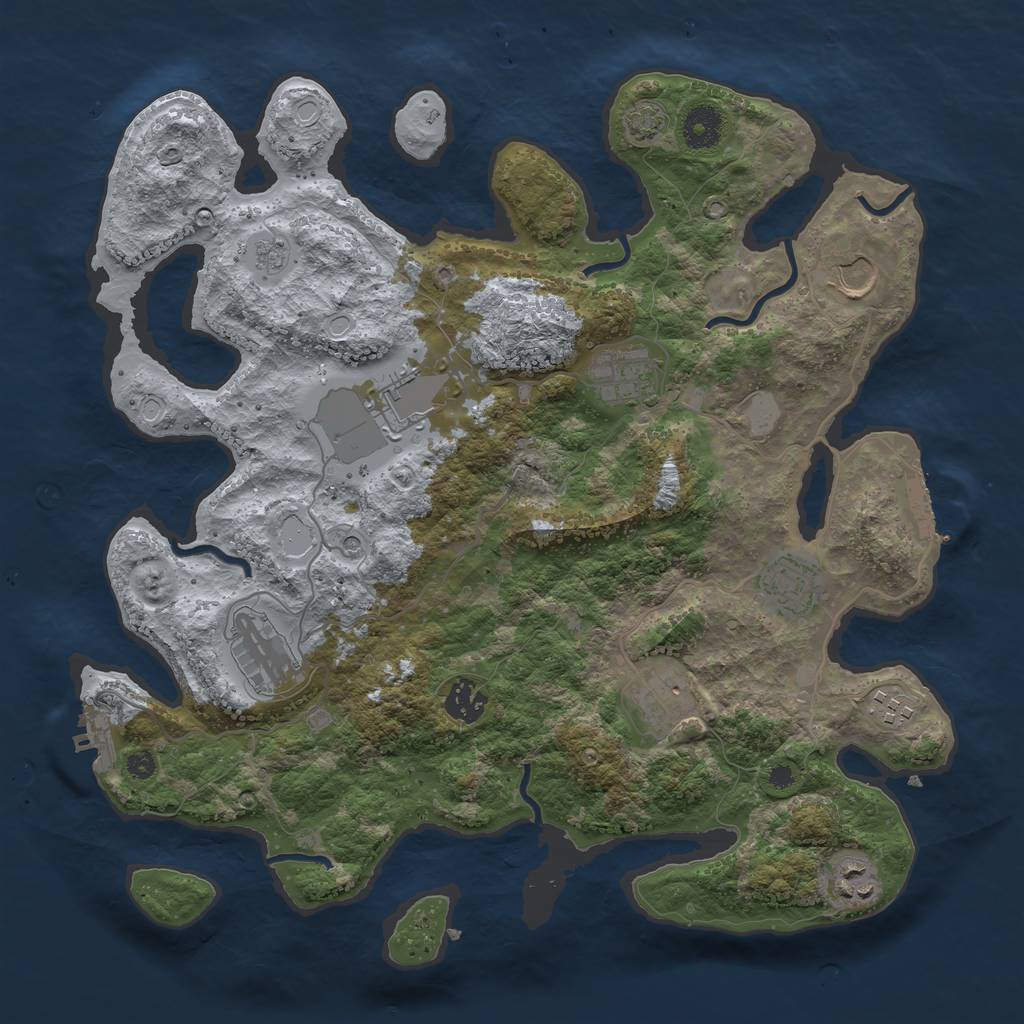 Rust Map: Procedural Map, Size: 3700, Seed: 741430, 17 Monuments