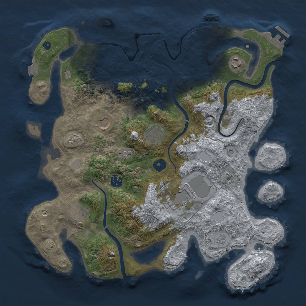 Rust Map: Procedural Map, Size: 3700, Seed: 2990118, 13 Monuments