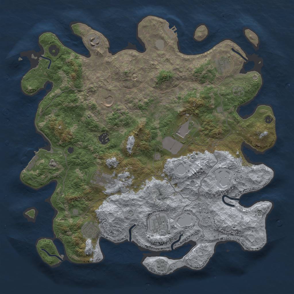 Rust Map: Procedural Map, Size: 4000, Seed: 710976, 16 Monuments