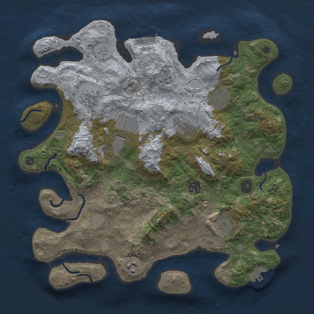 Rust Map: Procedural Map, Size: 3700, Seed: 1816569, 15 Monuments