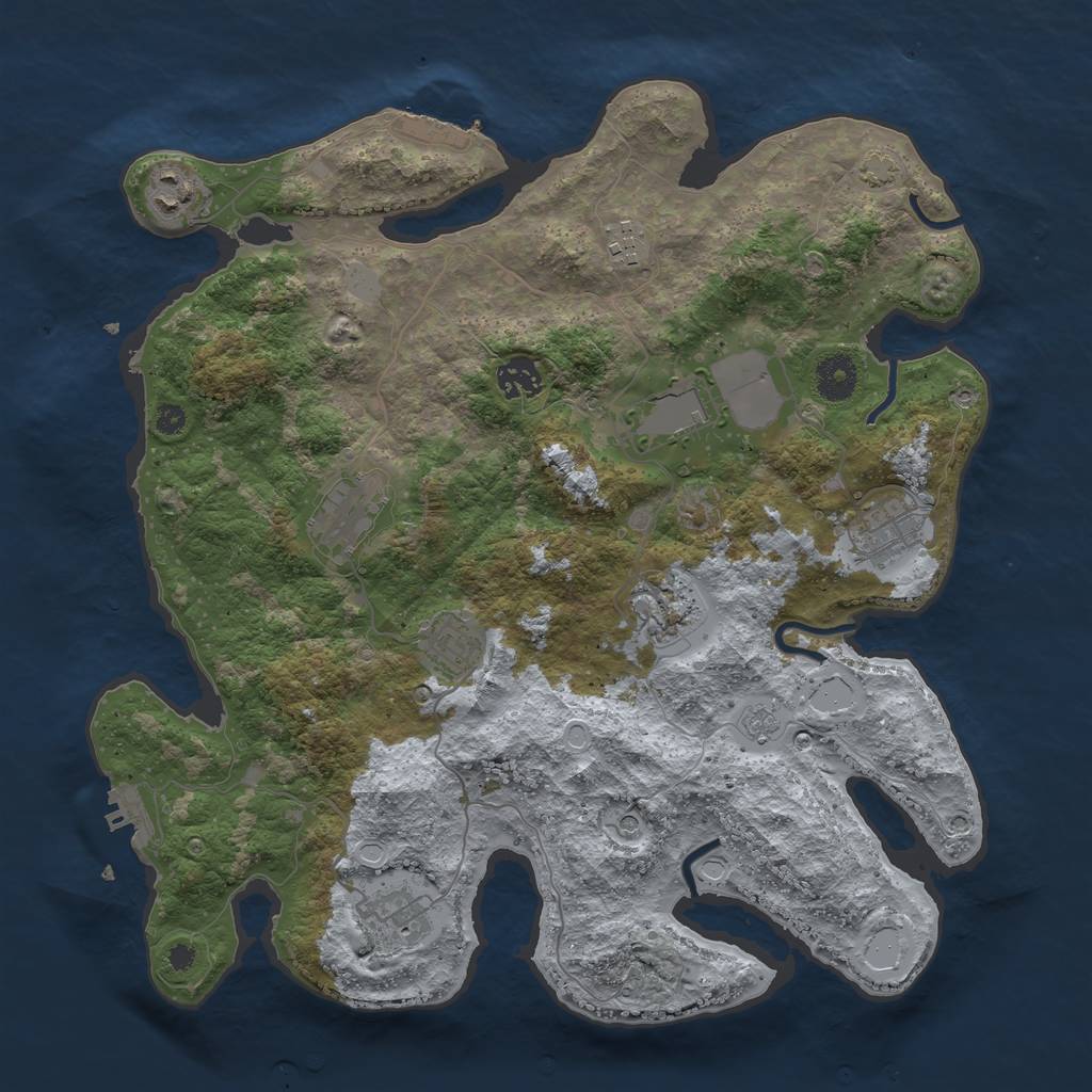 Rust Map: Procedural Map, Size: 3700, Seed: 3244440, 17 Monuments