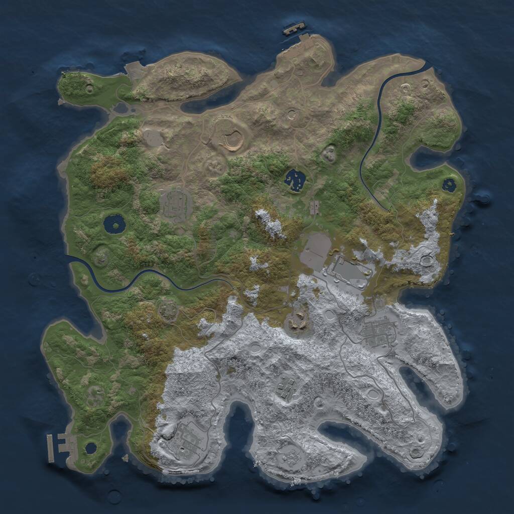 Rust Map: Procedural Map, Size: 3700, Seed: 3244440, 14 Monuments