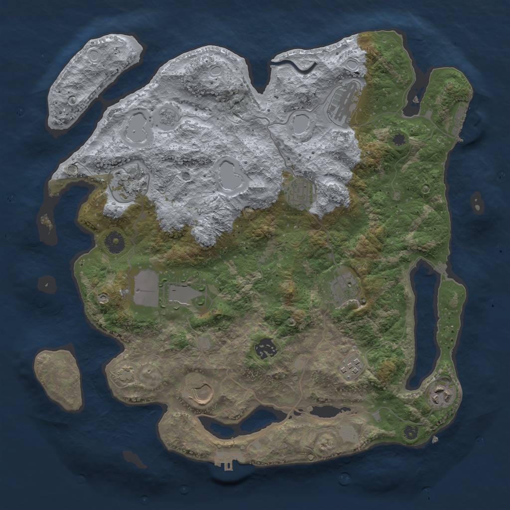 Rust Map: Procedural Map, Size: 3700, Seed: 5825957, 16 Monuments