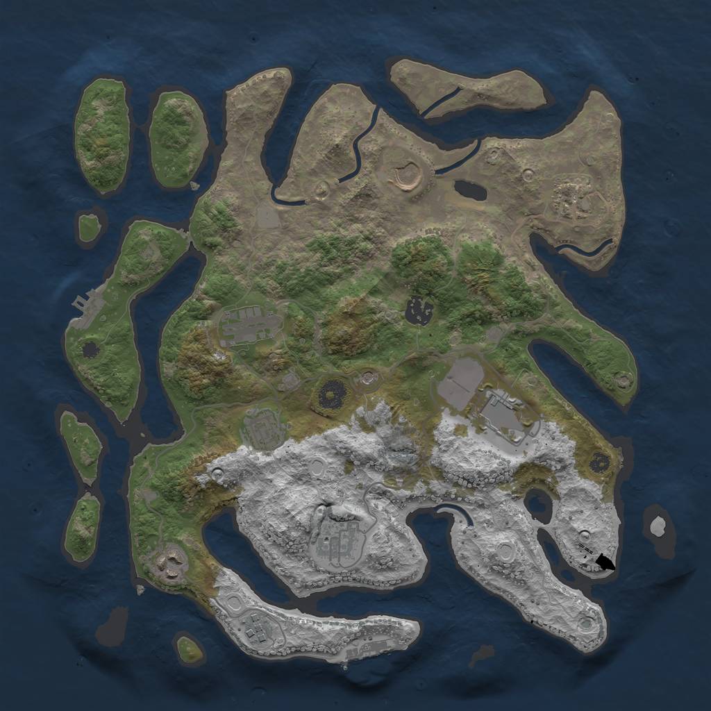 Rust Map: Procedural Map, Size: 3700, Seed: 3440146, 17 Monuments