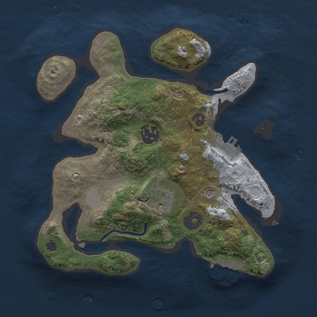 Rust Map: Procedural Map, Size: 2500, Seed: 83171940, 8 Monuments