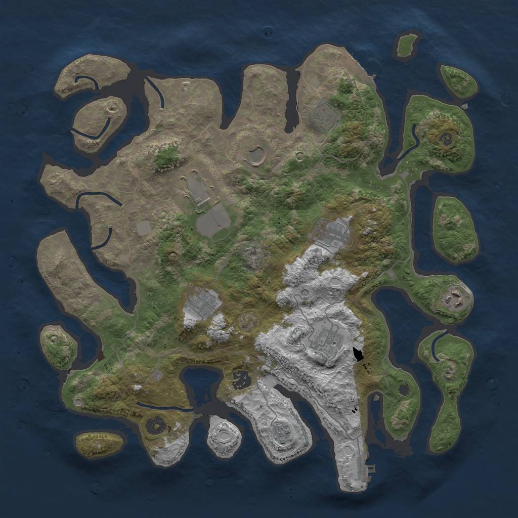 Rust Map: Procedural Map, Size: 4000, Seed: 831343, 17 Monuments