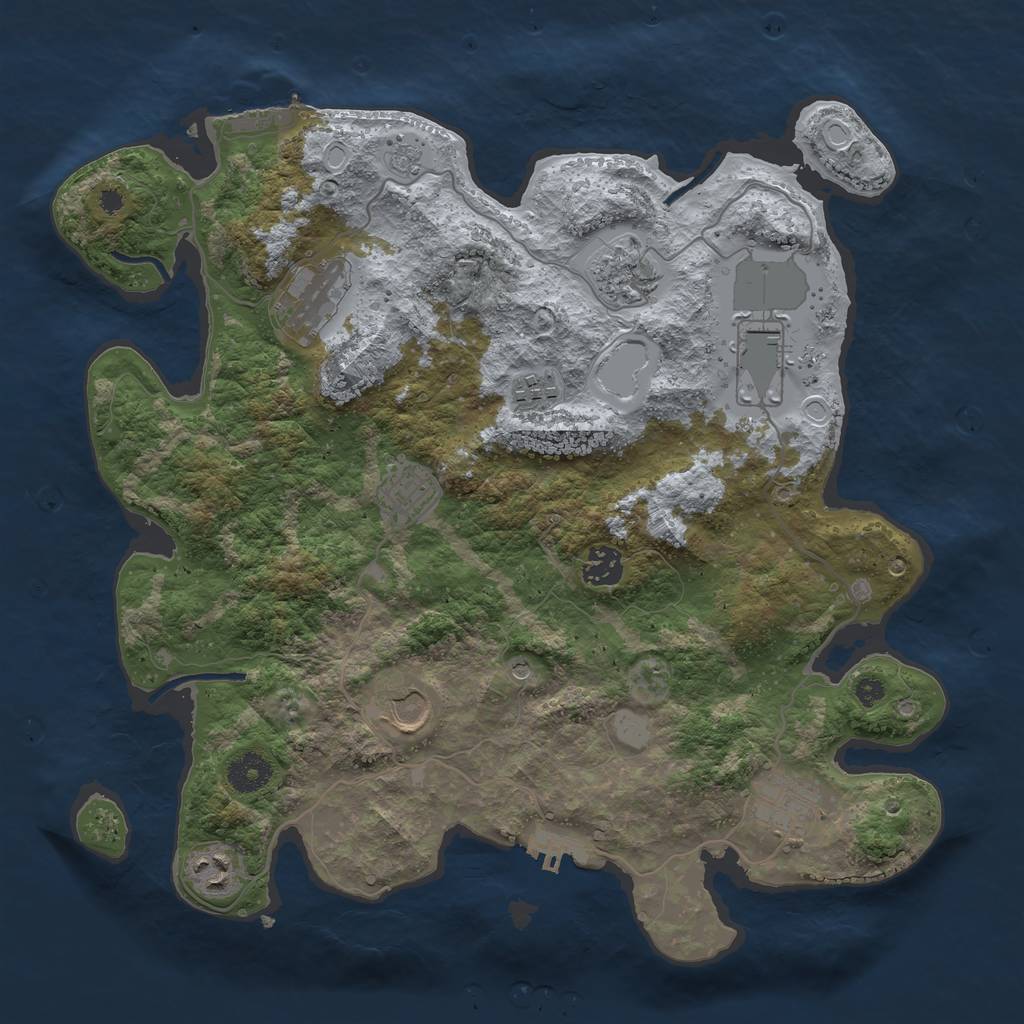Rust Map: Procedural Map, Size: 3700, Seed: 2052149, 16 Monuments