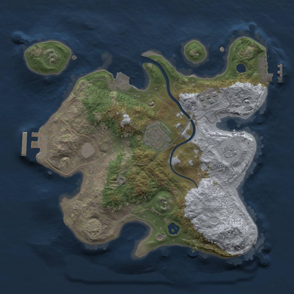 Rust Map: Procedural Map, Size: 2500, Seed: 12493878, 7 Monuments