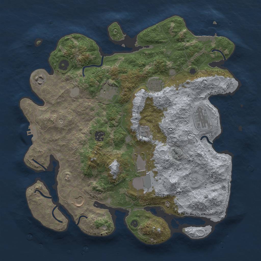 Rust Map: Procedural Map, Size: 3700, Seed: 3025029, 15 Monuments