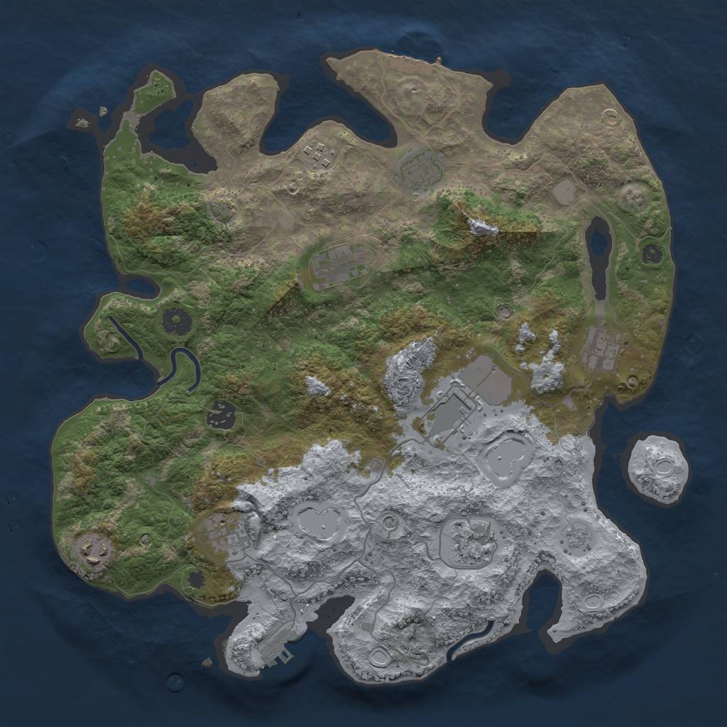 Rust Map: Procedural Map, Size: 3700, Seed: 955458, 17 Monuments