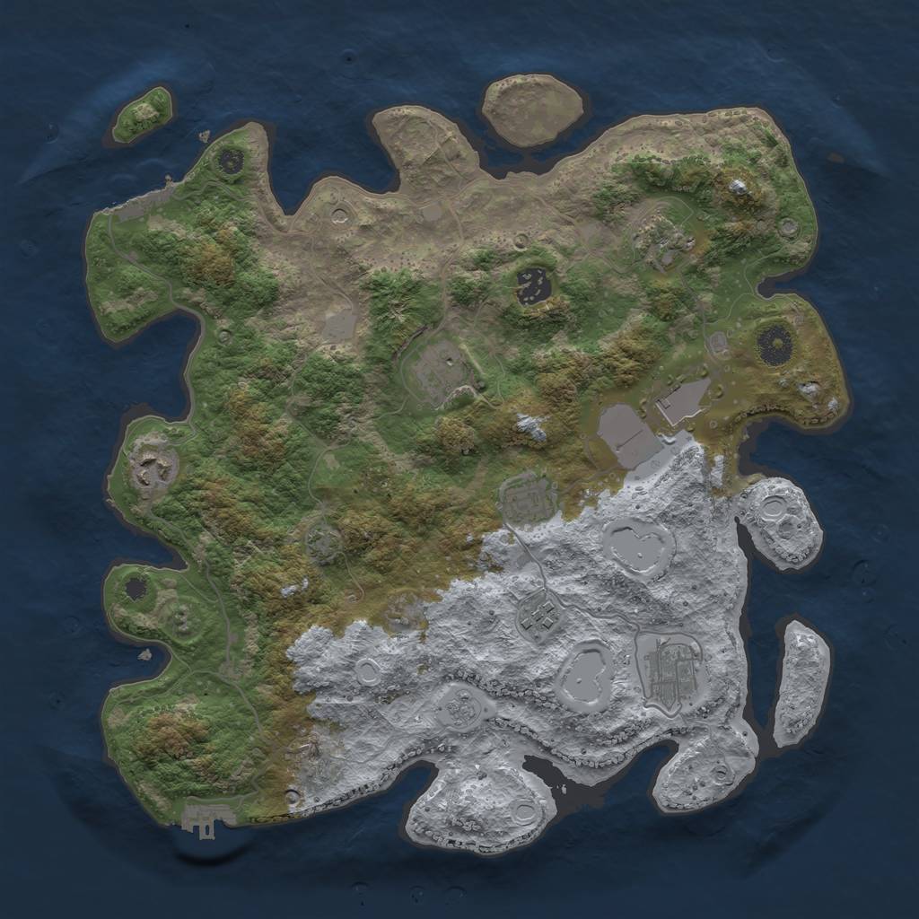 Rust Map: Procedural Map, Size: 3700, Seed: 1359631, 16 Monuments