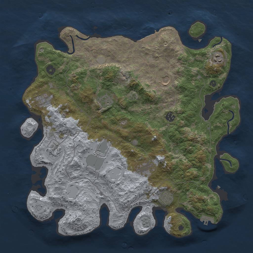 Rust Map: Procedural Map, Size: 4000, Seed: 467647, 17 Monuments