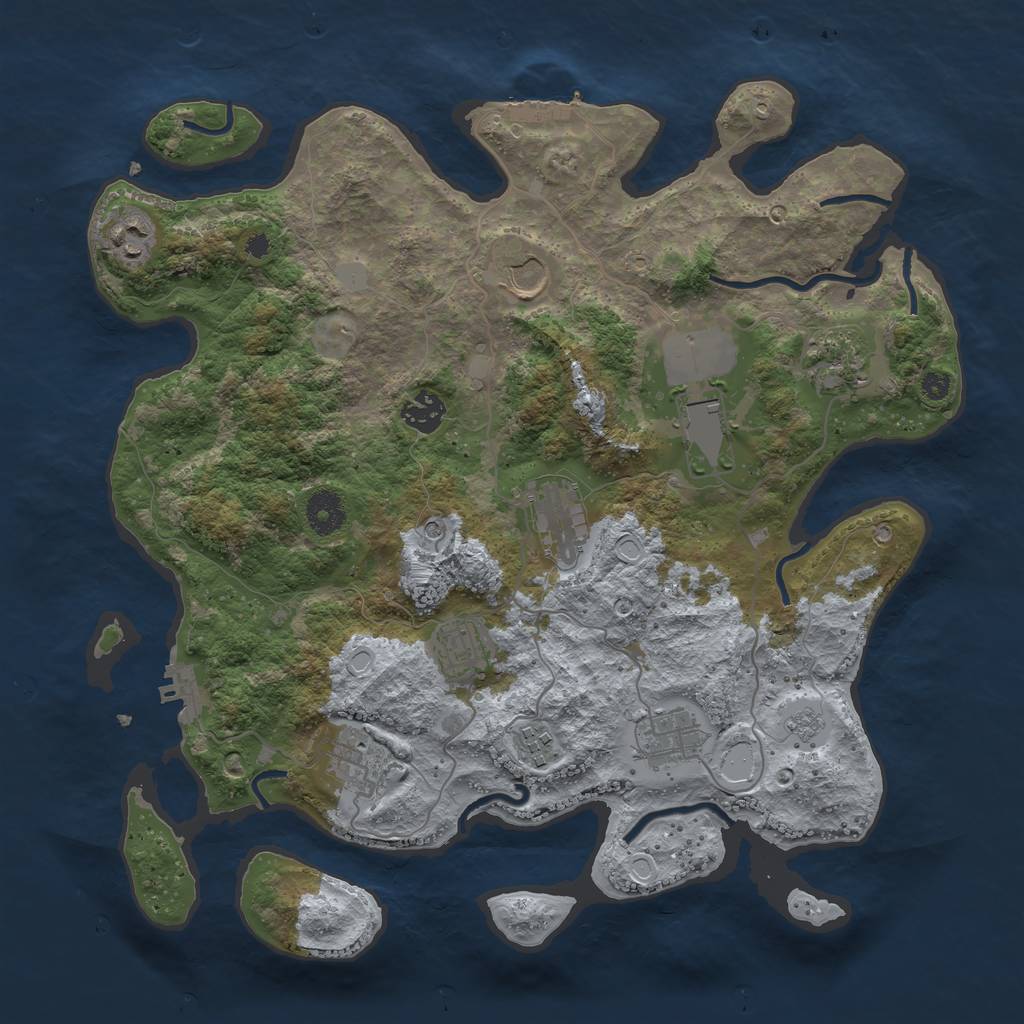 Rust Map: Procedural Map, Size: 3700, Seed: 1292962, 17 Monuments