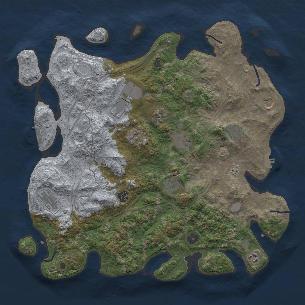 Rust Map: Procedural Map, Size: 4250, Seed: 1332002924, 17 Monuments