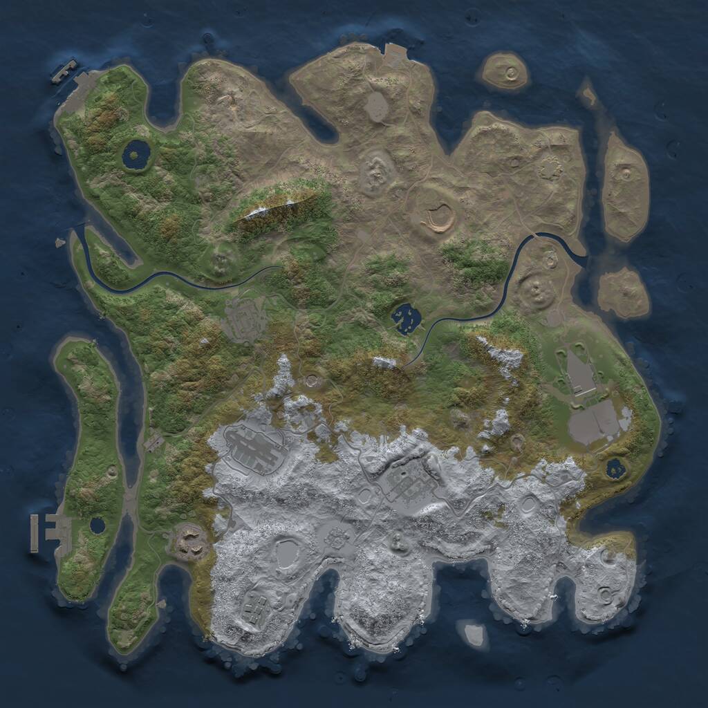 Rust Map: Procedural Map, Size: 3700, Seed: 1243707, 14 Monuments